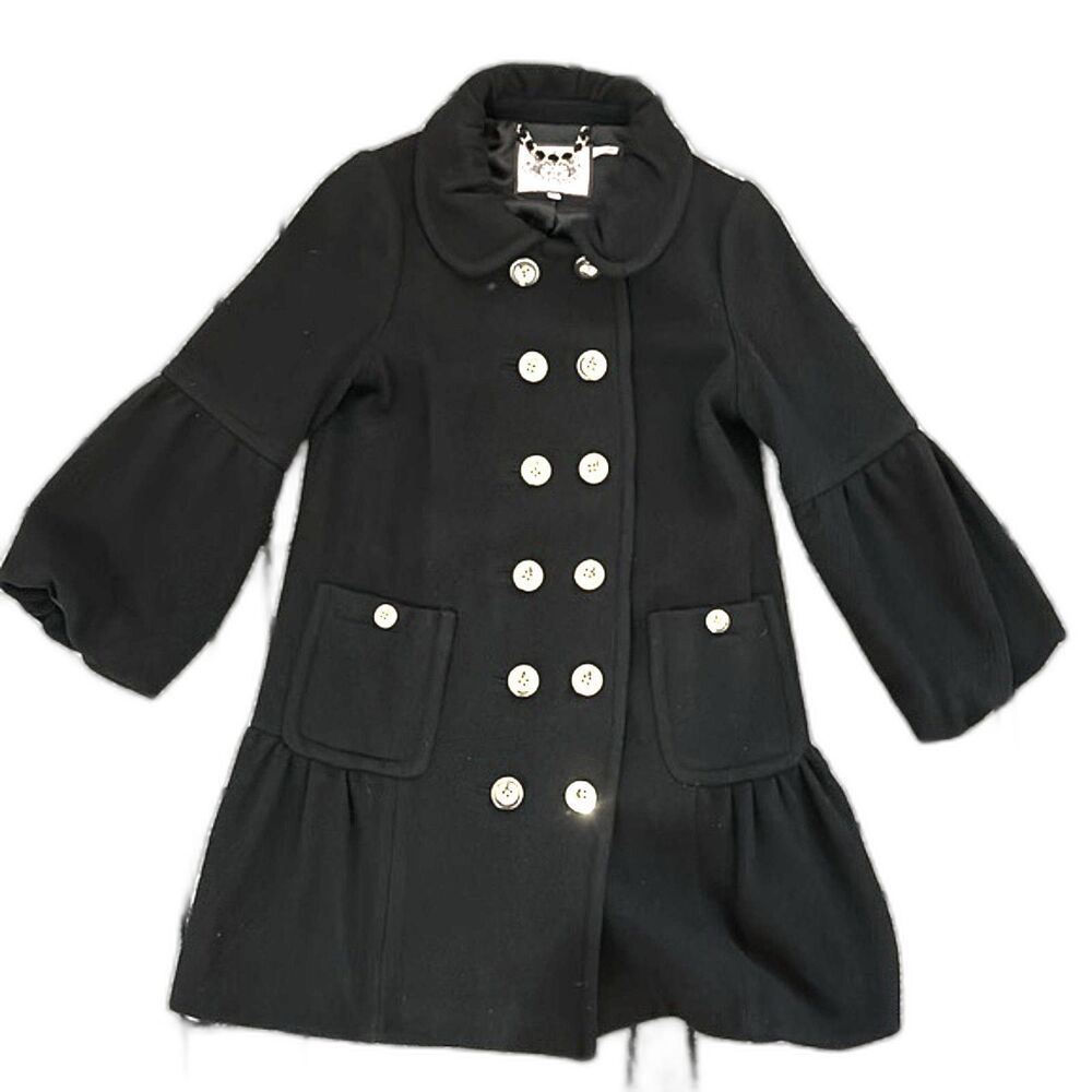 Juicy Couture Balloon Hem Wool Military Peacoat Size PS